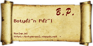Botyán Pál névjegykártya